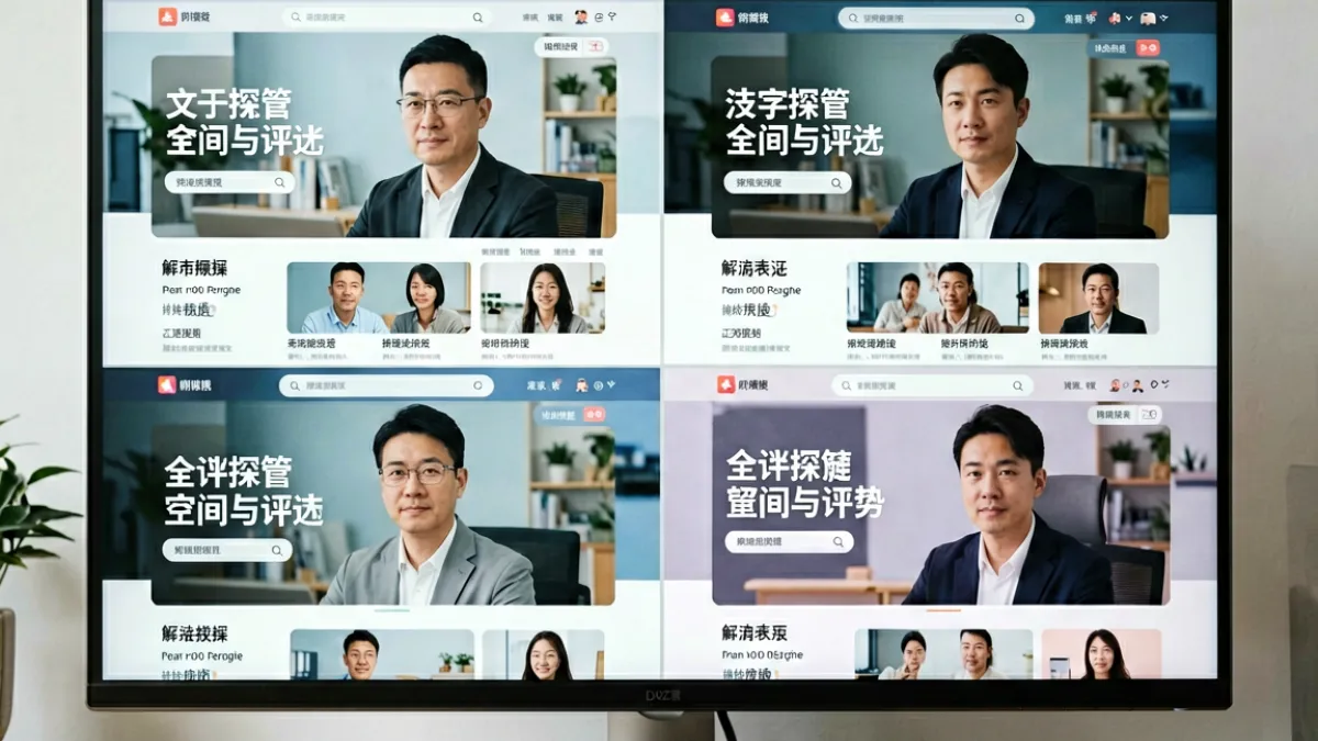 嫩草视频与多个同类视频平台在电脑屏幕上并排展示，用于横向对比各平台界面与功能差异